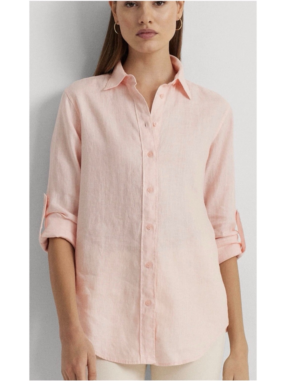 LAUREN RALPH LAUREN 100% Linen Button Down Shirt Size XL